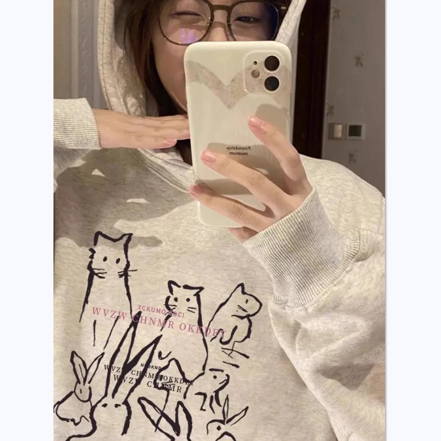 Unisex Pure Cotton Hooded Sweatshirt - 2025 Autumn/Winter Korean Style, Loose Fit, Thickened Trendy Outerwear