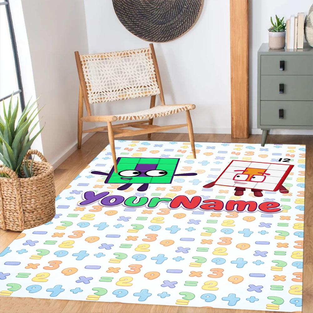 Numberblocks Customize Text Floor Rug Office Rug Design for Living Rooms Dining Room Study room Playrooms Antislip Carpet Anime Office Decor