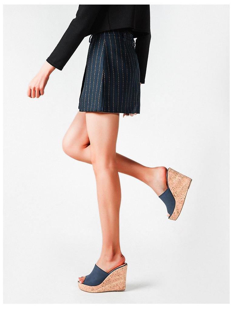 2024 Dames Plus Size Peep Toe Wedge Sandalen: Buitenslippers met hoge hak