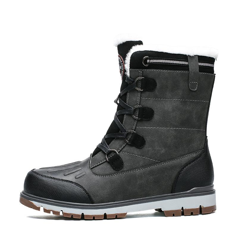 Winter new high-top large cotton warm snow boots versatile men's shoes waterproof shoes genuine leather