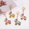 Fashion Rhinestone Elephant Keychains Cute Animal Keyrings Car Key Chain Women Bag Charm Pendant Jewelry