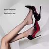 Women's Black Stiletto Heels with Side Cutout, Sexy Red Bottoms, Comfortable for Night Wear - 2025 Autumn/Winter Collection