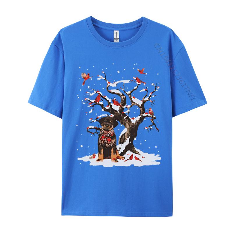 Rottweiler Scarf Cardinal Snow Christmas Tshirt Print Funny Novelty Gift T Shirts For Man Oversized Adult TShirts