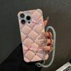 Custodia Glitterata con Fiocco di Lusso per iPhone 13 14 e 15 Bling Bling Cinturino Catena per Cellulare per iPhone 16 Pro Max
