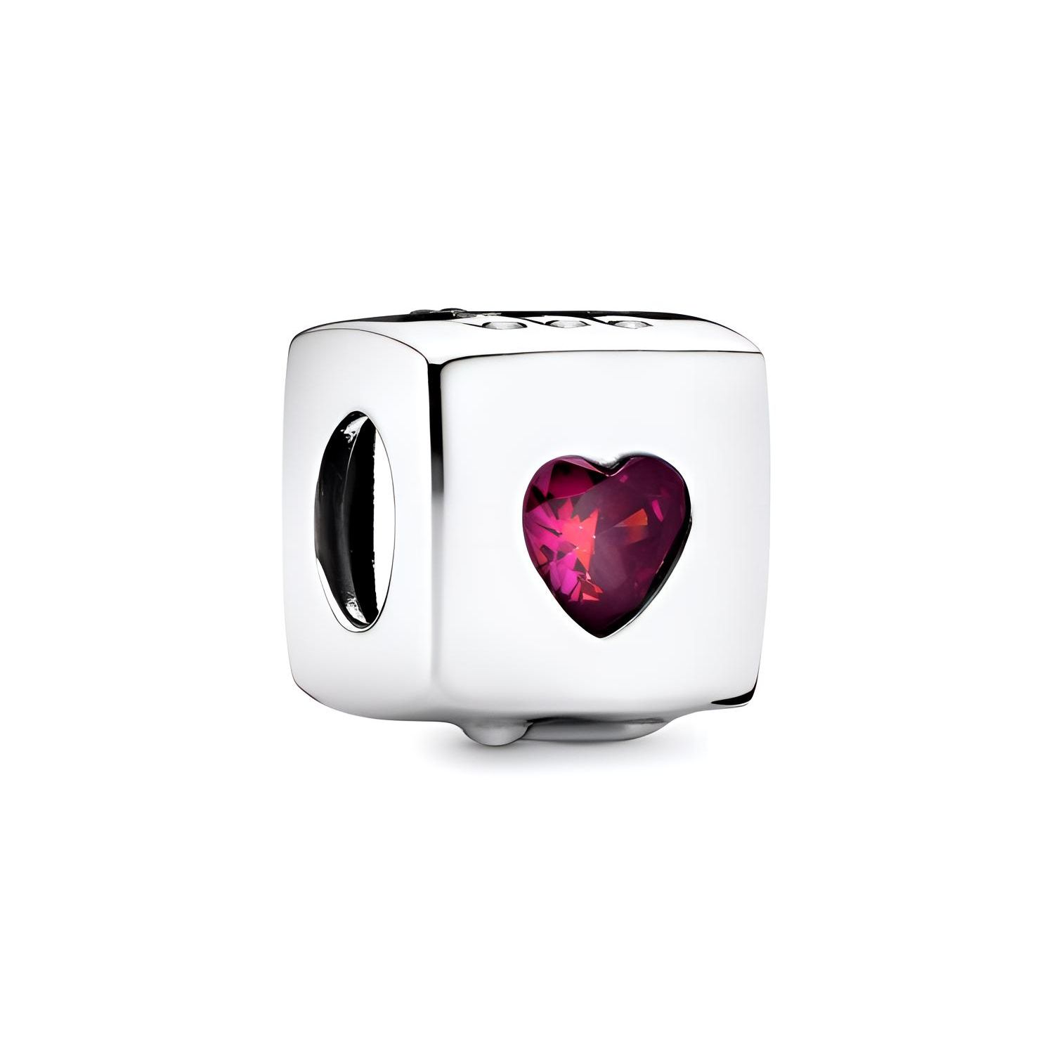 Pandora Heart Dice Charm Unisex Jewelry 797811CZR Red/Silver,F