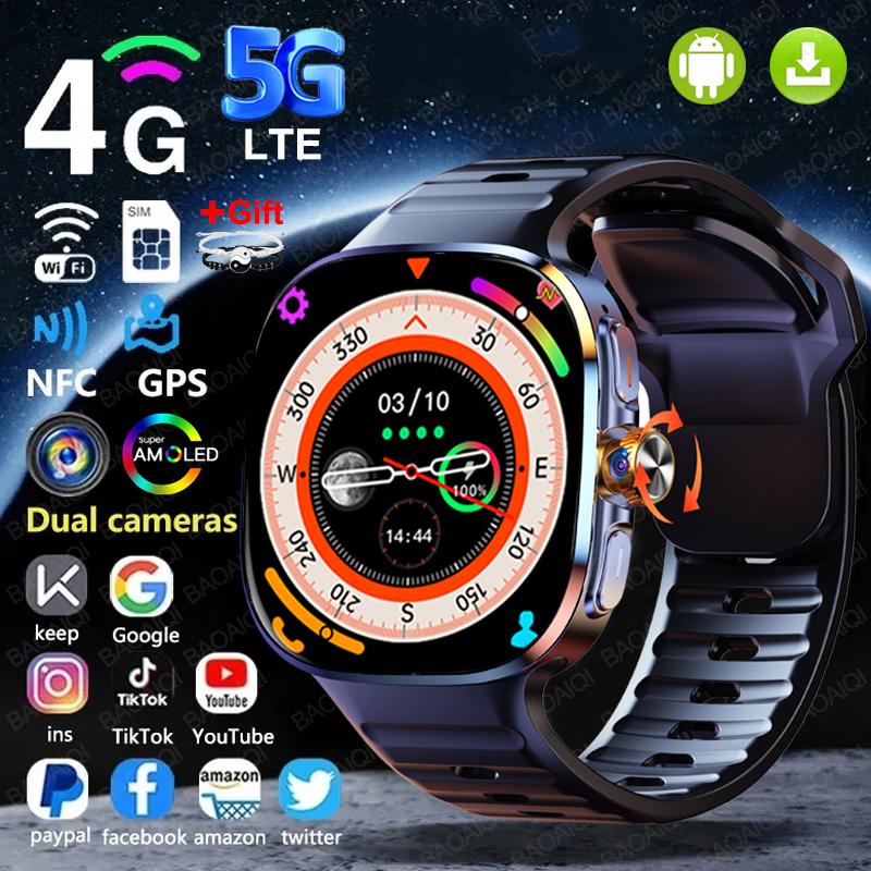 4G Full Network Smart Watch Mens 2.40 Inch Big Screen Video Call 16GB+256GB RAM 2100mAh Google Play WIFI GPS Sim Card Smartwatch