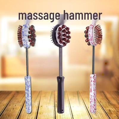 Wooden Handheld Multi-Purpose Massage Hammer with Colorful Rollers