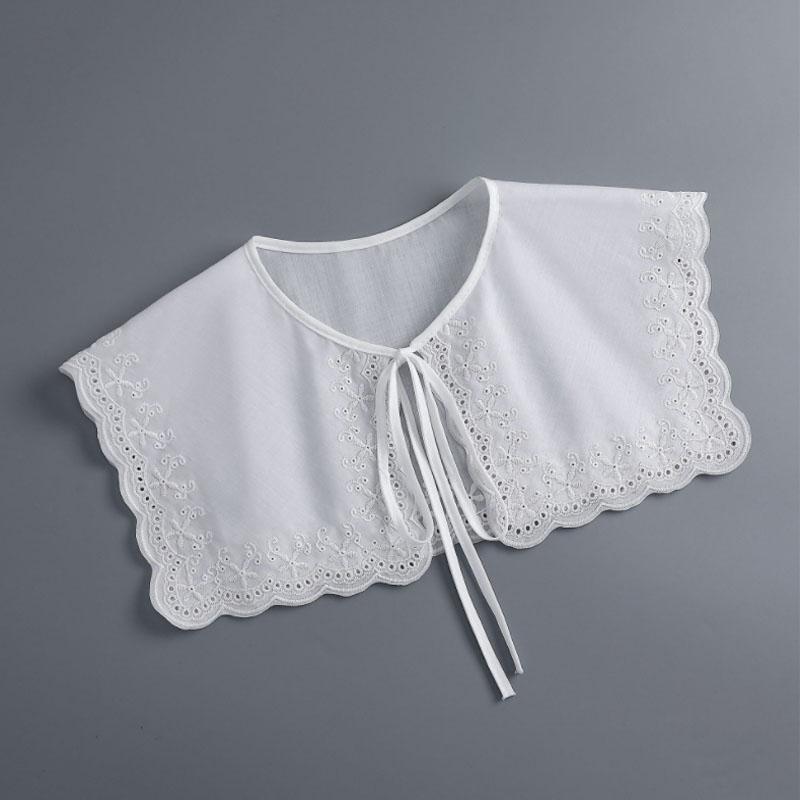 Removable Lace Doll Fake Collar Women Tie Ladies White Shawl Wrap Detachable Embroidered Lapel False Collar Clothes Accessory