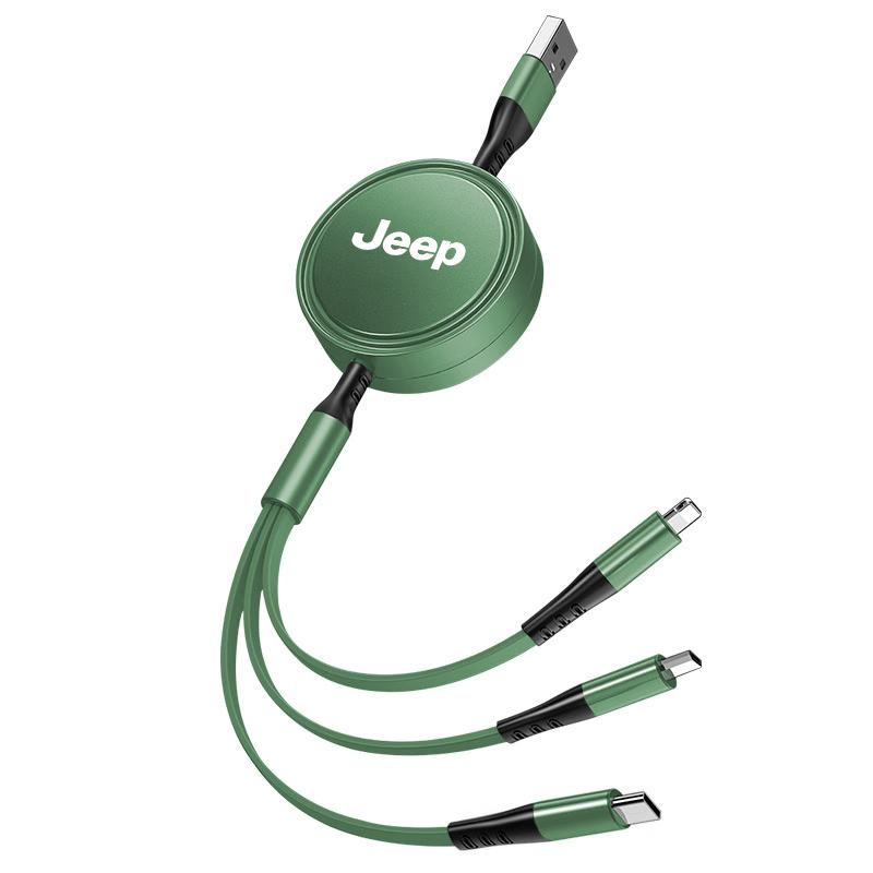 For Jeep 100W Fast Charging 3-in-1 Data Cable Car USB Charger Accessories For Jeep Grand Cherokee Wrangler JK Gladiator Compa