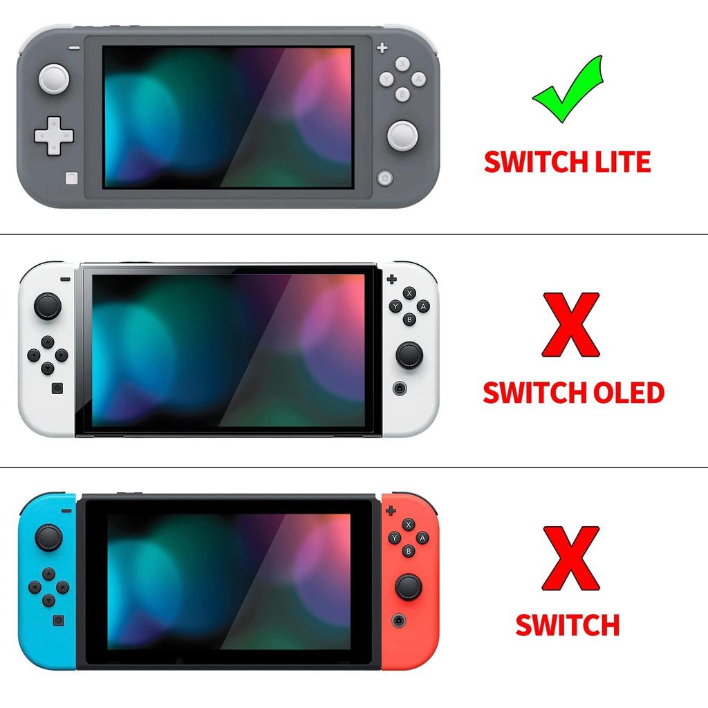 PlayVital Nintendo Switch Lite Klarer Schutz-Hartgriff Stoßfest und Enthält Gehärtetes Glas Daumen- und Tastenkappen Hülle, Abdeckung, Kratzfest,