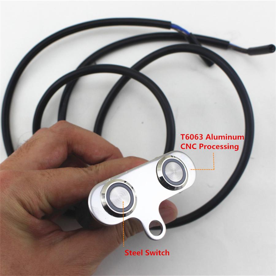 CNC Double Button Motorcycle Push Switch Green LED Momentary Engine Start Kill