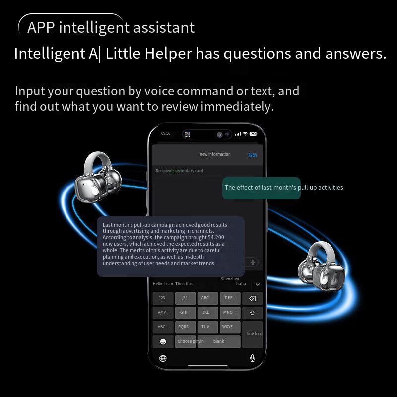 KI-Übersetzung Ohrhörer Drahtlos Bluetooth Ohrclip Kopfhörer LED Digitalanzeige Ohrhörer Kopfhörer Touch-Steuerung Headset