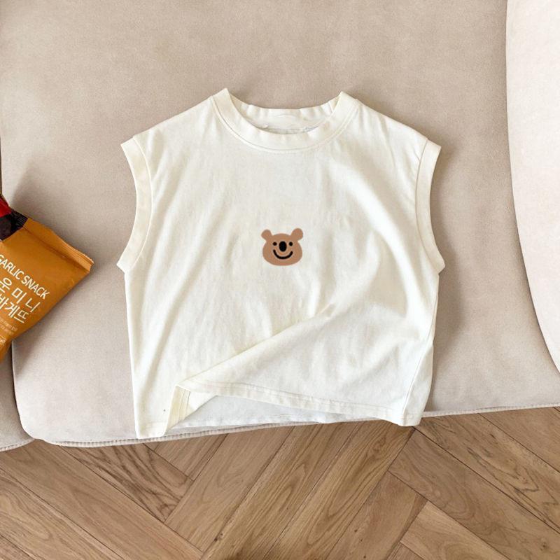 Kids Summer Cotton Tank Top Boys Girls Sleeveless Vest Loose Round Neck Thin Breathable Baby Undershirt 80