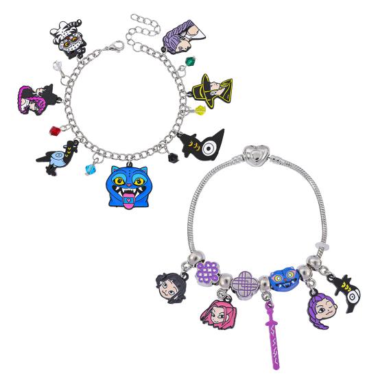 

2Pcs Girl Bracelet Cartoon Anime Charm Zinc Alloy Snake Chain Bracelet Gothic Fantasy Pendant Cosplay Jewelry Gift 2pcs