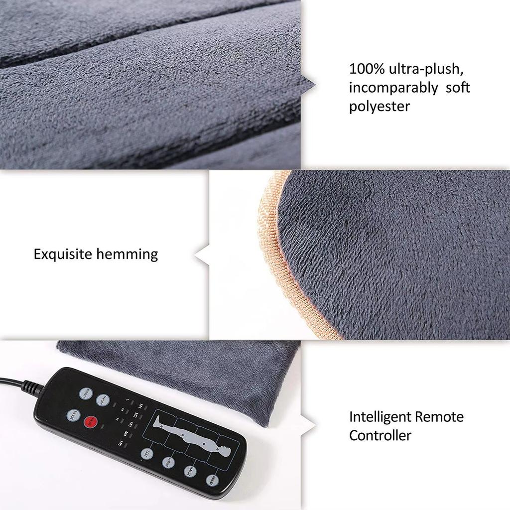 Memory Foam Ganzkörper-Massagematte mit Wärme Rückenmassagegerät mit 10 Vibrationsmotoren 6 Heizkissen Stuhlauflage für Nacken Taille Beine