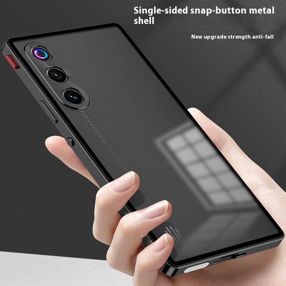 

For ZTE nubia Redmagic 10 Air 5G Case Metal Frame Matte PC Back Phone Cover with Snap Button Gold