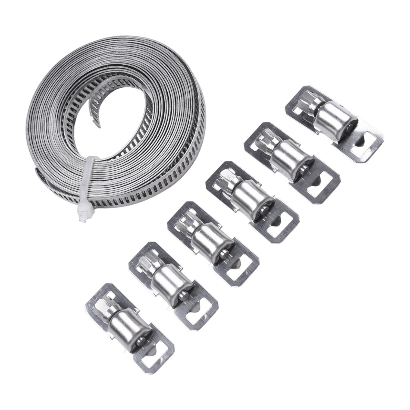 

1 Set 9.8 Ft Adjustable Large Hose Clamps Worm Gear Stainless Steel Clamp & 6 Fasteners Automotive Accessories
