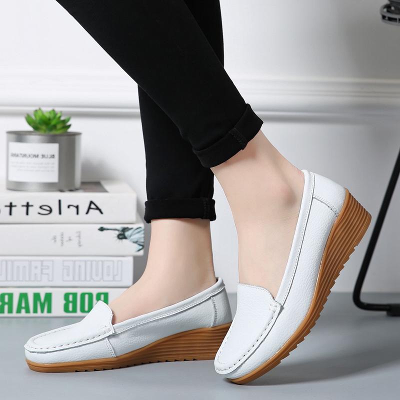 Scarpe basse da donna in pelle con plateau per primavera/autunno
