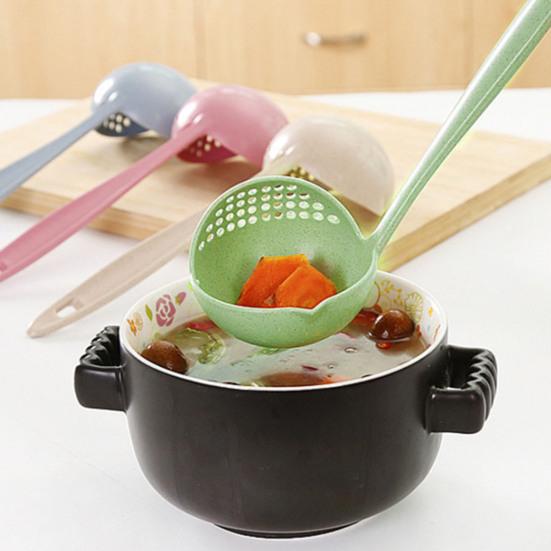 2-In-1 Long Handle Soup Ladle with Strainer Soup Spoon Essential Kitchen Tool for Cooking