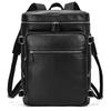Simple Men'S Leather Backpack Men'S Cowhide 14-Inch Schoolbag Going Out For Travel Commuter Black Backpack