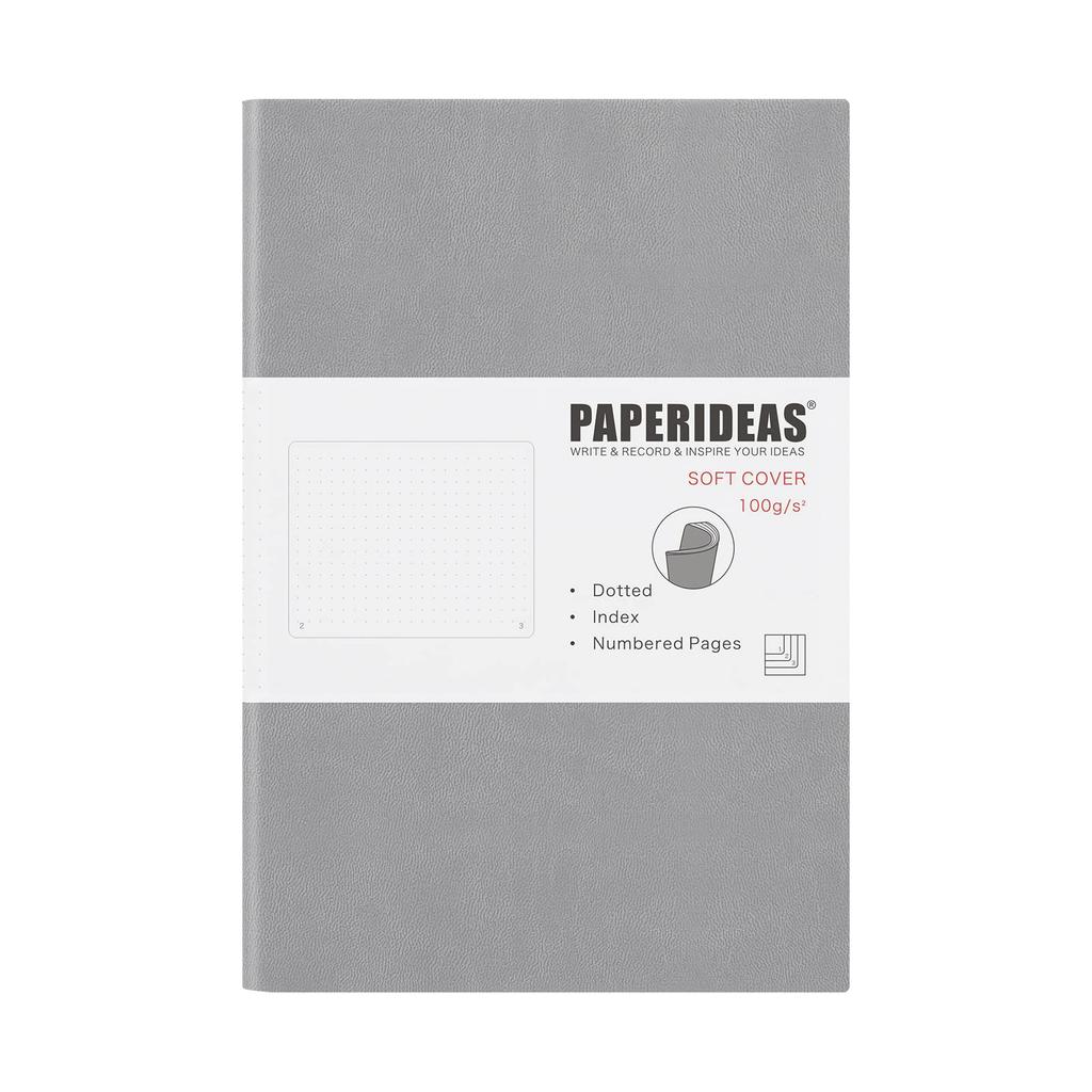 PAPERIDEAS Notebook A5 Soft Cover (Light Gray, Dotted)