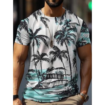 T-shirt d'été loisirs vacances plage cocotier mode homme séchage rapide mode décontractée T-shirt à col rond