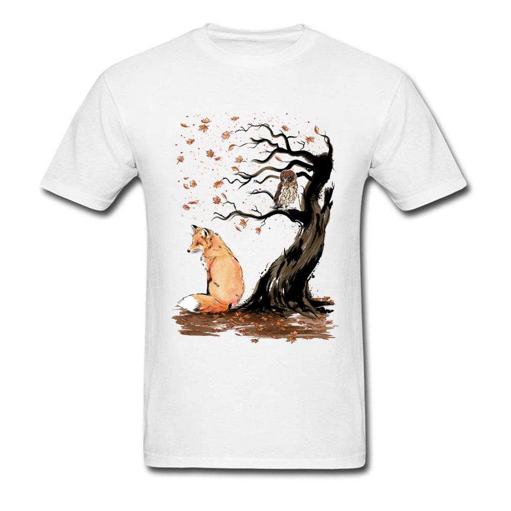 Winds Of Autumn Tee Shirt Art Design Tshirt Men Tshirts Owl  Fox Print Tops Tees Birthday Gift Clothes Custom Cotton Sweaters