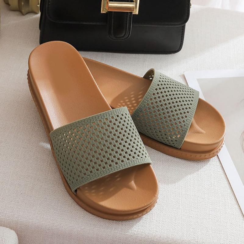 Fashion Women's Slippers Summer Indoor Outdoor Thick Bottom Women Shoes Casual Mesh Lady Roma Flats Slippers Sandals Bathroom Slides