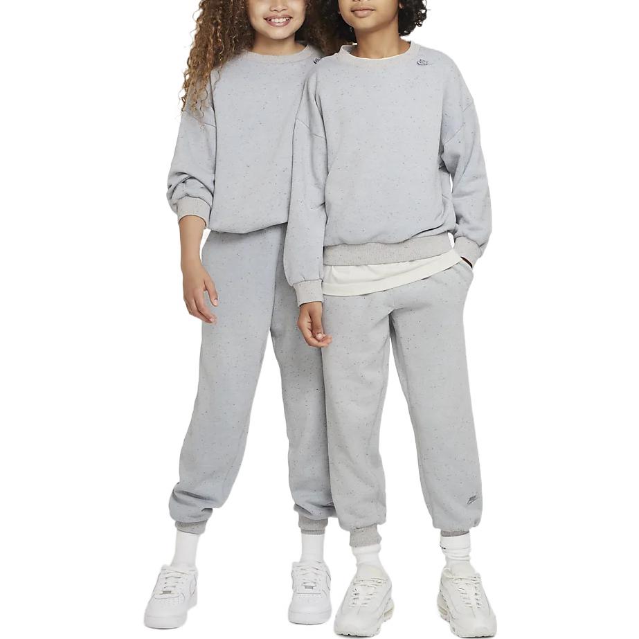 Nike FW22 Kids Back Letter Logo Printed Crewneck Sweatshirt Kids Sweatshirt Gray DQ9002-472