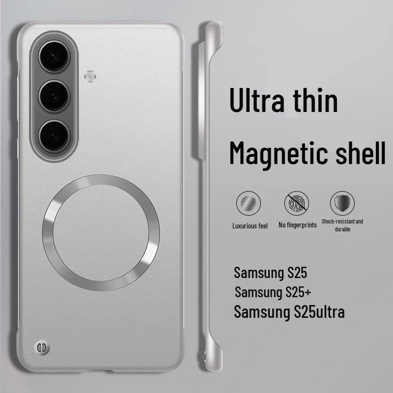 Samsung S26 Ultra Metal Magnetic Phone Case with Paint Finish, Borderless Design for S26 Plus