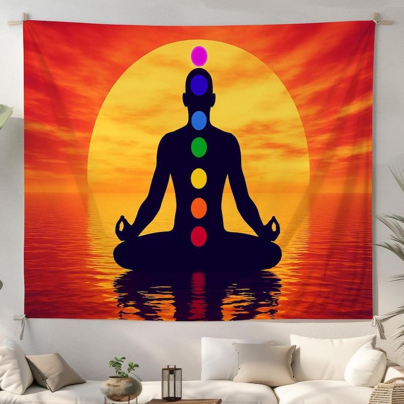 Meditation Chakras tapestry 75x100 чёрный