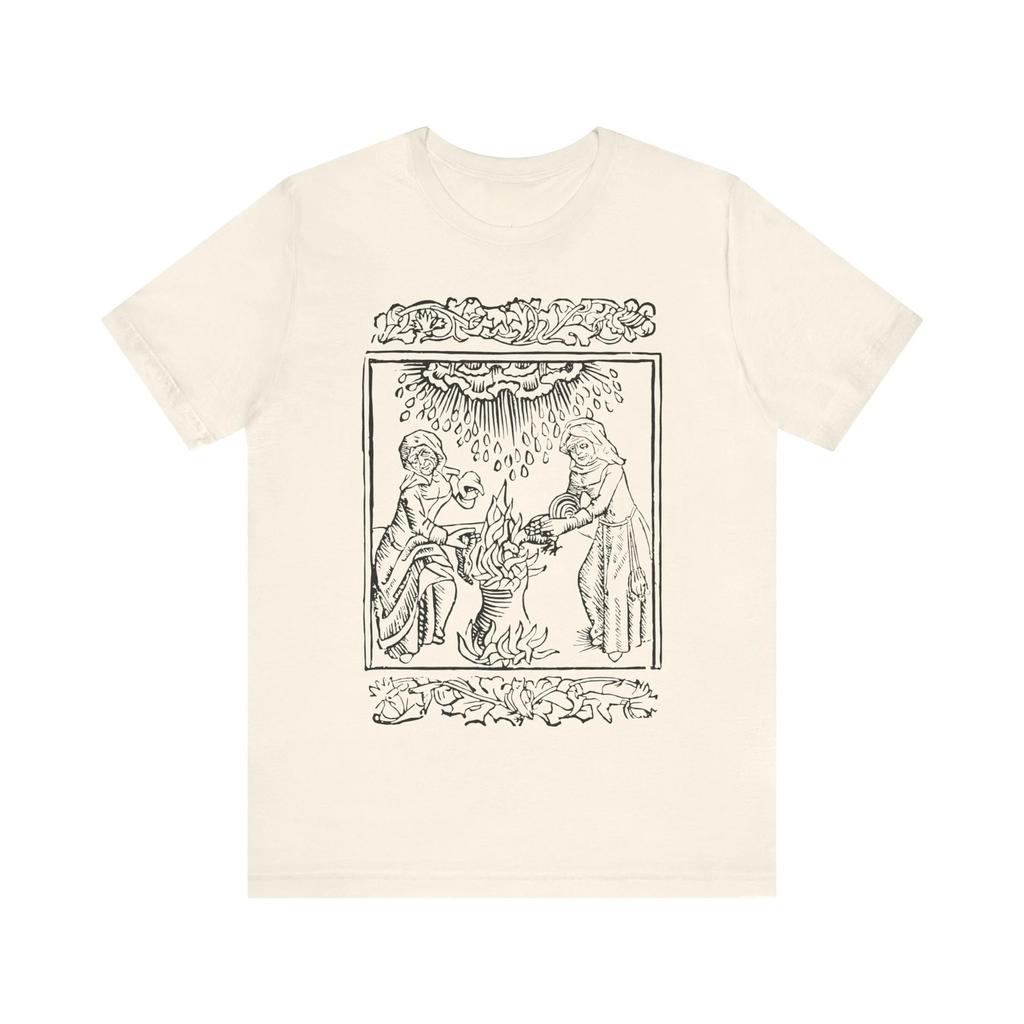 Witches Brew Storm Vintage Medieval Woodcut Shirt Witchcraft T-shirt Gothic Mysterious Black Magic Unisex Short-sleeved T-shirt