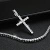 Full Moissanite Tennis Necklace with Pendant 925 Sterling Sliver Plated 18k Chain for Man Sparkling HipHop Party Jewely