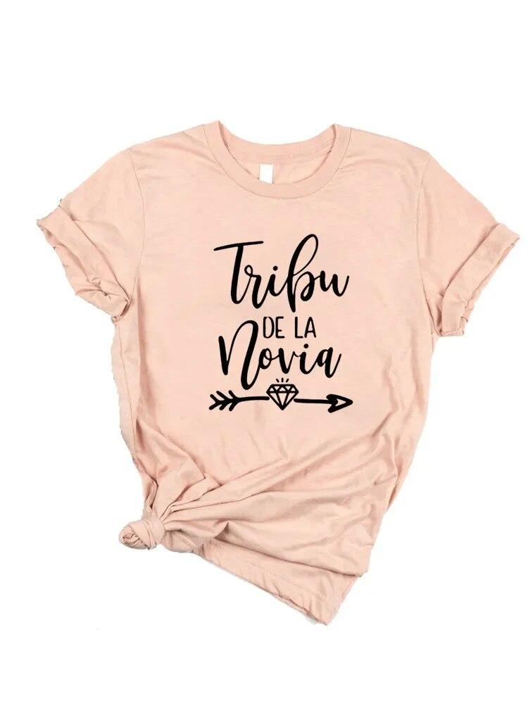 2023 Women La Novia Spain Inscriptions Team Bride Femme Wedding Shower T-Shirt Girl Bachelorette Hen Party T Shirts Unisex