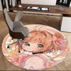 1pc Anime Design Round Carpet Office Chair Mat with Cute Girl and Flowers, Home Decor, Gaming Room