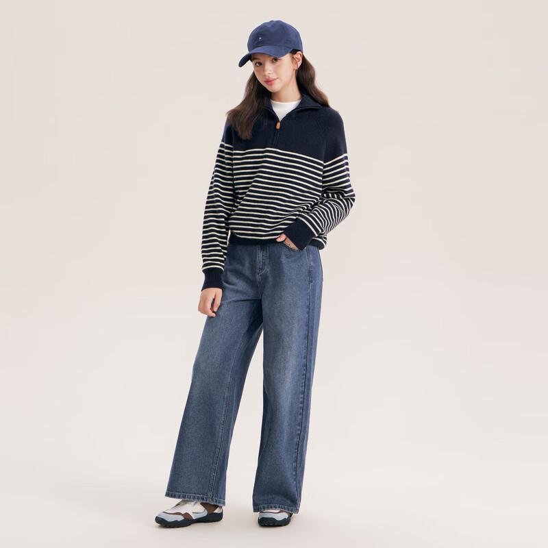 DEESHA Girls' Striped Half-Zip Pullover Sweater