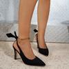 Fashion Shallow Mouth Wrapped Head Stiletto Sandals Women Spring and Summer New Bow Pointed Toe Suede Non-slip High Heels