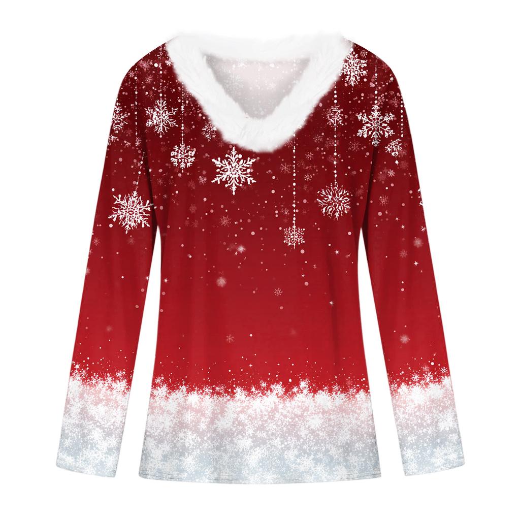 Christmas Day Girls Long Sleeve T Shirts Kids Girls' V-Neck Tee Christmas Print Long Sleeve Top