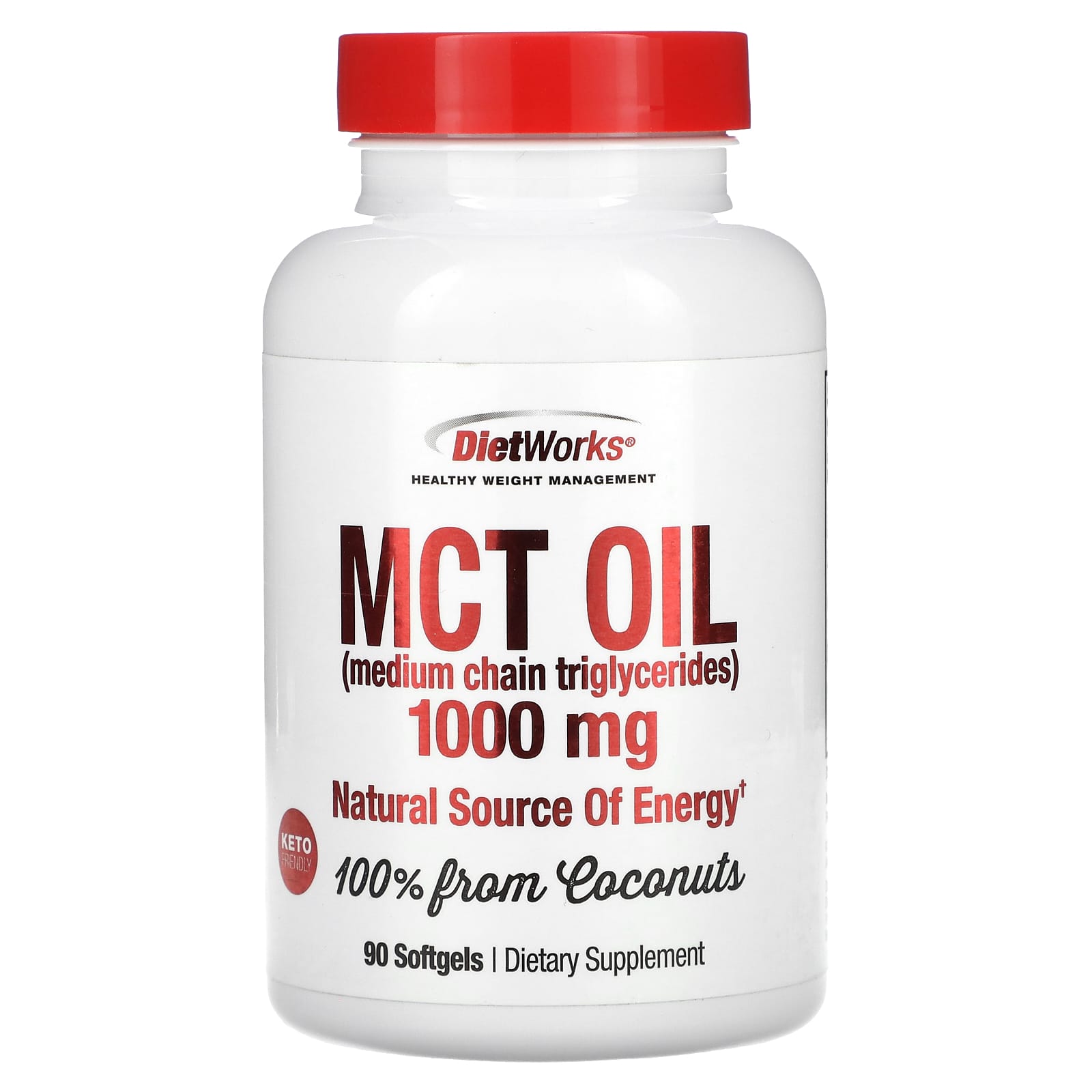 

DietWorks, MCT oil, 1000 мг, 90 м’яких капсул