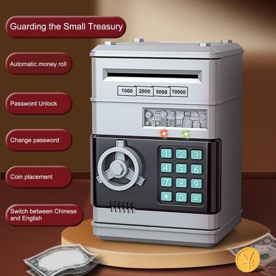 Mini ATM Piggy Bank with Password, Auto-Roll Money Saving Box, Electronic Coin Cash ATM Machine, Birthday Gift for Boys Girls