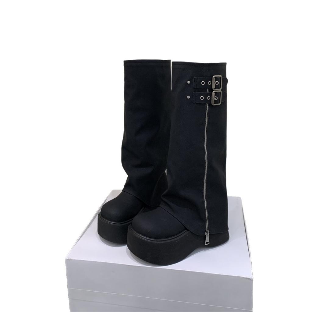 Spice Girl Fried Street Pant Pants Boots Women's Muffin Thick-soled Heightening Boots Small Man But Knee Knight Boots