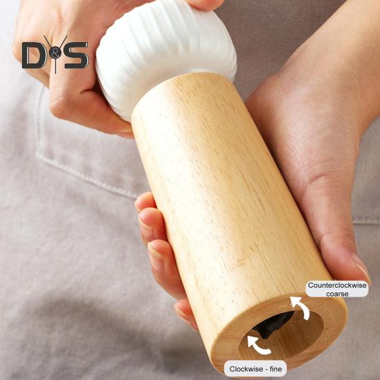 Wooden Pepper Grinder Manual Salt And Pepper Mill Adjustable Coarse-grained Grinder Refillable Salt Mill with Ceramic Lid for Salt Pepper