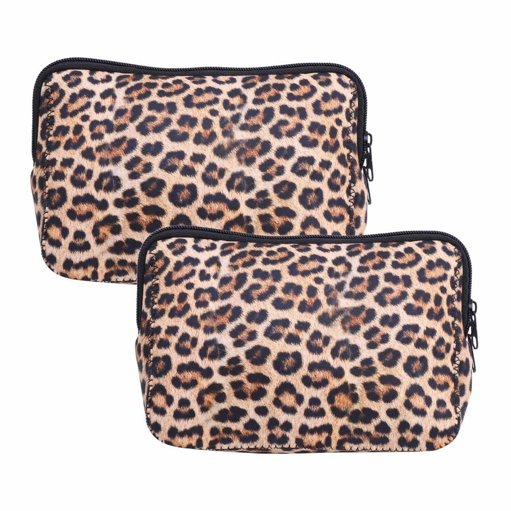 2 Pcs Portable Cosmetic Bag Waterproof Makeup Pouch Durable Makeup Case  Outdoor Travel brown