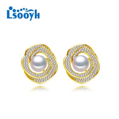 Natural Freshwater Pearl Earrings Fashion Party Cubic Zirconia Long Earrings For Women Pearl Jewelry Wedding Bridal Earrings