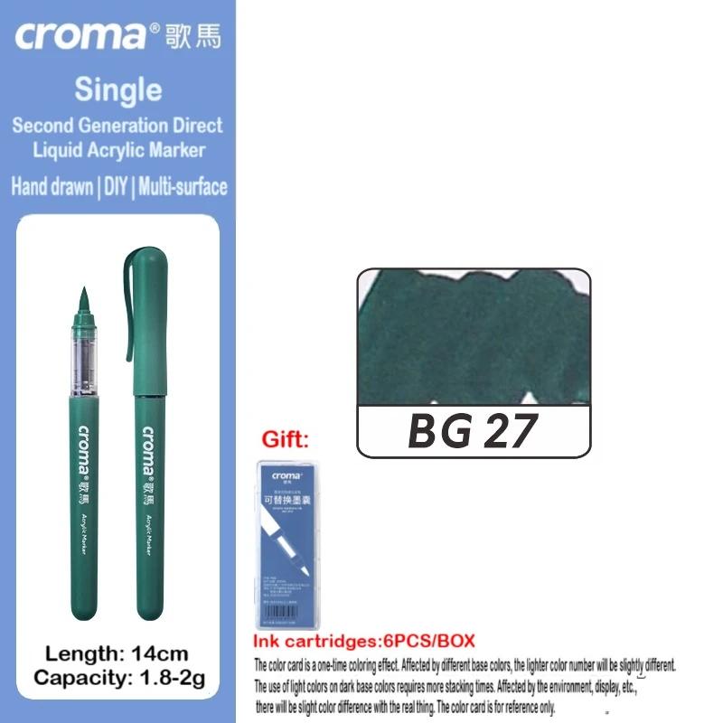 Croma 160/1 Farben Nachfüllbares Direktflüssig-Acrylmarker-Set mit Weicher Spitze, Waschbarer Aquarellpinsel Schulausstattung