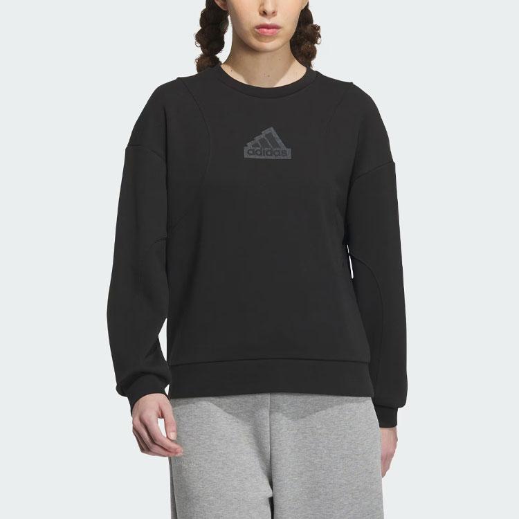 Adidas City Escape Crew Sweatshirt With Letter Logo Print Women Sweatshirt Black IP7070