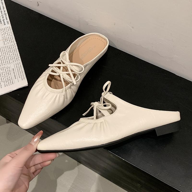 Fashion Summer Internal Elevation Women's Mules Slippers Fashion Butterfly-knot Slides Casual Street Style Slingback Shoes