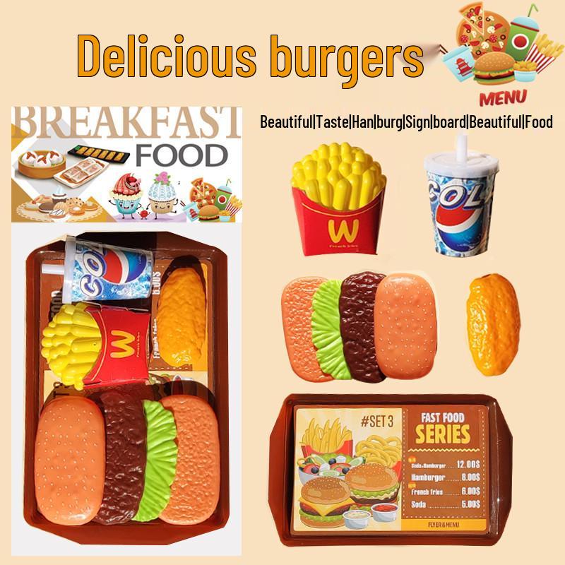 Kids Kitchen Play Set: Steamer, Hamburger, Pizza, and Simulated Food Toys