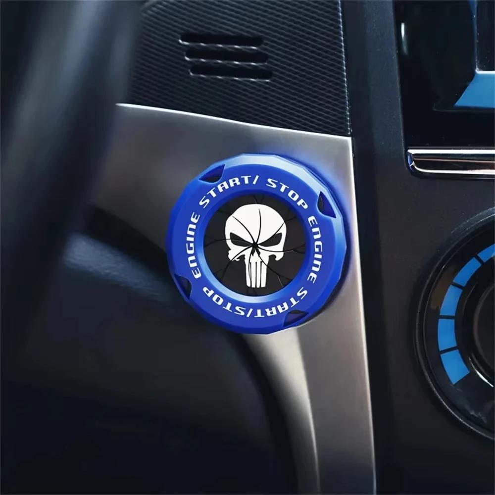 Car Ignition Switch Cover One-touch Start Button Rotating Protective Cap Motorcycle Start Stop Ring Decoration Interior Sticker