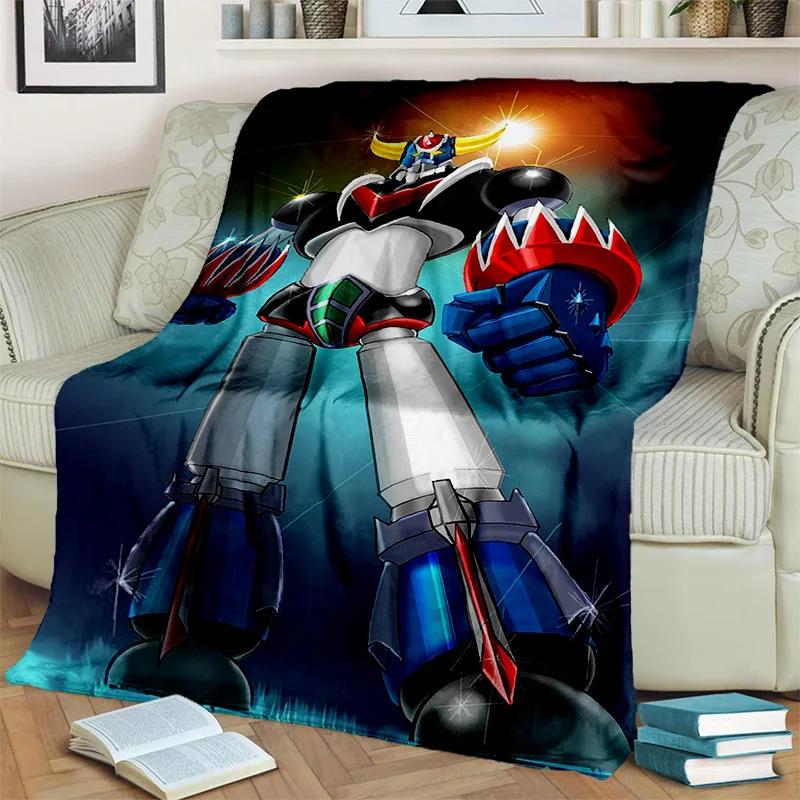 Cartoon UFO Robot Grendizer Anime Blanket,Soft Throw Blanket for Home Bedroom Bed Sofa Picnic Travel Office Cover Blanket Kids